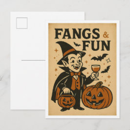 Vintage-Halloween-Reißzähne und Spaß Postkarte