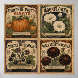 Vintage-Halloween-Samenpackungen Poster