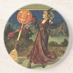 Vintage Halloween, schöne tanzende Hexe Getränkeuntersetzer