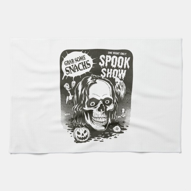 Vintage-Halloween-Schreckensshow Geschirrtuch (Horizontal)