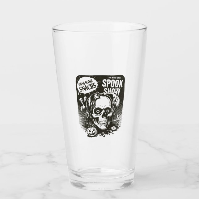 Vintage-Halloween-Schreckensshow Glas (Vorderseite)