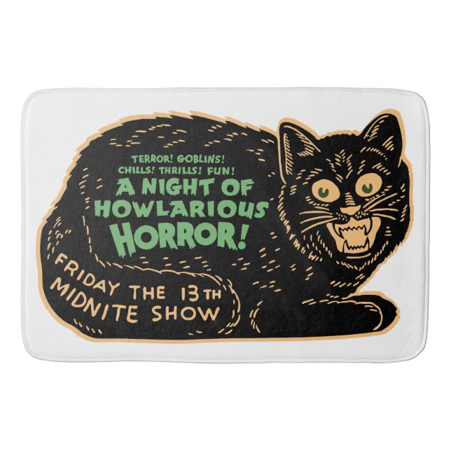 Vintage Halloween-Schwarze Badematte (Vorderseite)