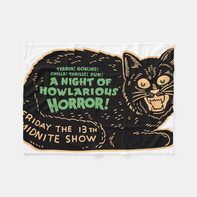 Vintage Halloween-Schwarze Fleecedecke (Vorderseite (Horizontal))