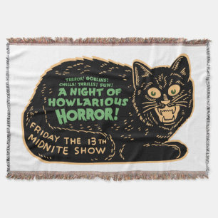 Vintage Halloween-Schwarze Katze Decke