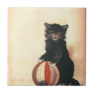 Vintage HALLOWEEN schwarze Katze Fliese