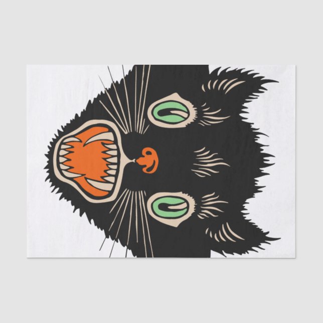 Vintage Halloween-Schwarze Katze Seidenpapier (Vorderseite)