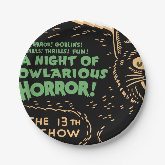 Vintage Halloween-Schwarze Pappteller (Vorderseite)