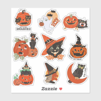 Vintage Halloween-Schwarzkatze Aufkleber