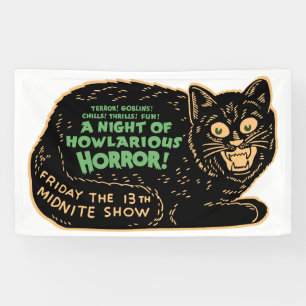 Vintage Halloween-Schwarzkatze Banner
