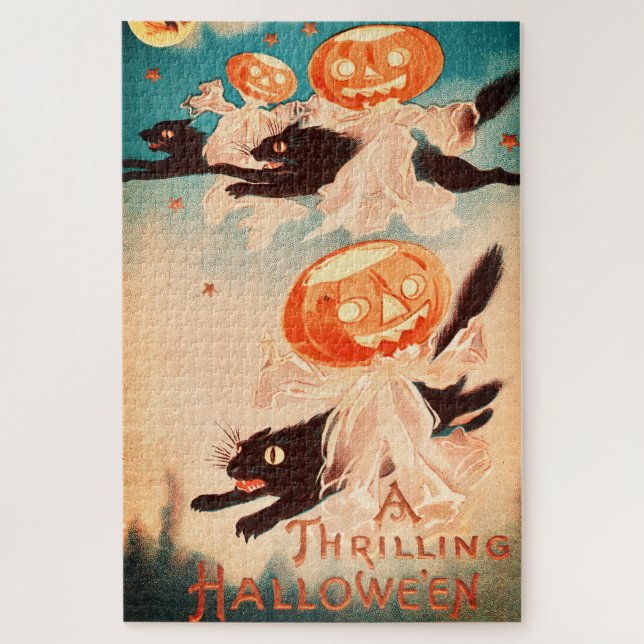 Vintage Halloween-Schwarzkatzen (Vertikal)
