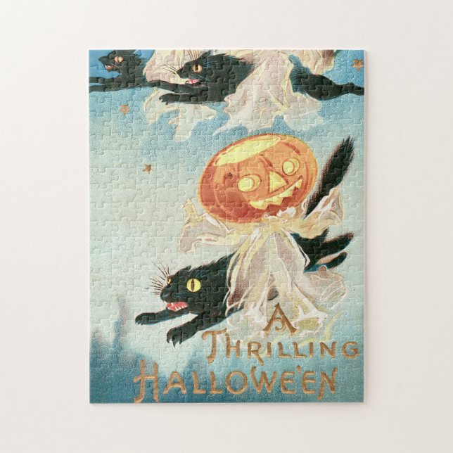 Vintage Halloween-Schwarzkatzen (Vertikal)