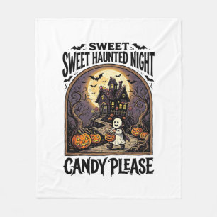 Vintage-Halloween-Shirt Candy Night Spukhaus_ Fleecedecke