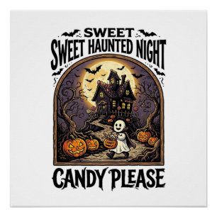 Vintage-Halloween-Shirt Candy Night Spukhaus_ Poster