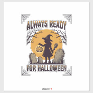 Vintage-Halloween-Shirt für Fans der spooky Season Aufkleber