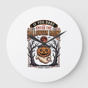 Vintage-Halloween-Shirt gruseliger gravierter Kürb Große Wanduhr
