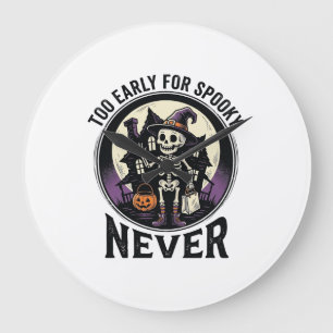 Vintage-Halloween-Shirt Skelett Mond Spukhaus Große Wanduhr