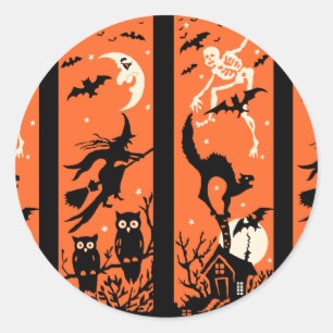 Vintage Halloween-Silhouette Runder Aufkleber