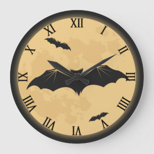 Vintage-Halloween-Silhouettendesign Große Wanduhr