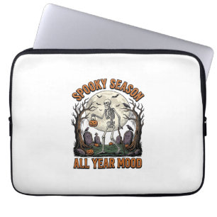 Vintage-Halloween-Skelett-Gruselige-Saison-Weißes- Laptopschutzhülle