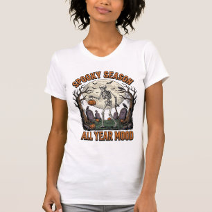 Vintage-Halloween-Skelett-Gruselige-Saison-Weißes- T-Shirt