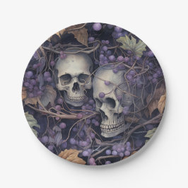 Vintage Halloween Skulls Pappteller