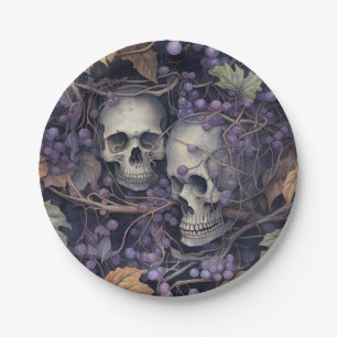 Vintage Halloween Skulls Pappteller