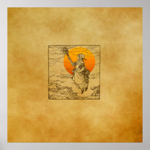 Vintage Halloween sorcière Imprimer, affiche