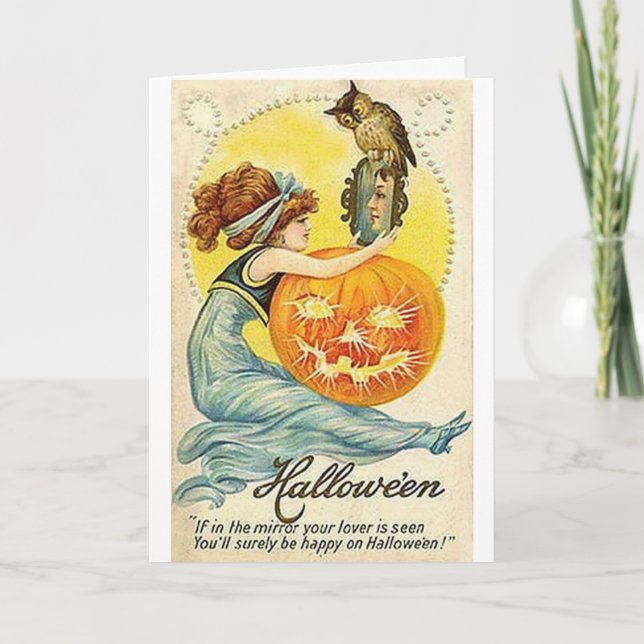Vintage Halloween-Spiegelkarte Karte (Vorderseite)