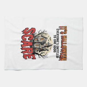 Vintage-Halloween-Spookhaus-Schreck-Shirt-Design Geschirrtuch
