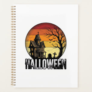 Vintage-Halloween-Spookhaus-Sonnenuntergangs-Vekto Planer