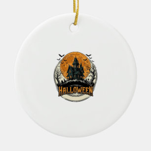 Vintage-Halloween-Spookhaus-Vektordesign_1 Keramik Ornament