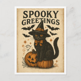 Vintage Halloween Spooky Greetings Postkarte
