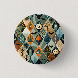 Vintage Halloween Spukhaus Diamantmuster Button