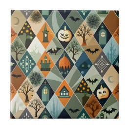 Vintage Halloween Spukhaus Diamantmuster Fliese