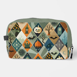 Vintage Halloween Spukhaus Diamantmuster Waschbeutel