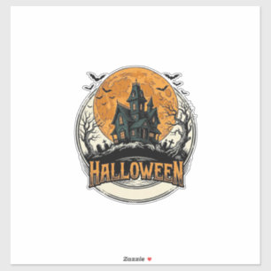 Vintage Halloween Spukhaus Vektor Design_1 Aufkleber