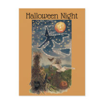 Vintage Halloween Starnight Postkarte