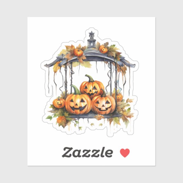 Vintage Halloween Sticker Drei glückliche Kürbis (Blatt)