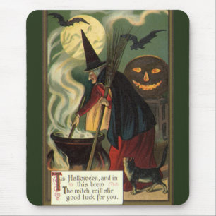 Vintage Halloween-Stirring Magic Cauldron Mousepad