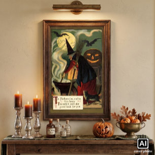 Vintage Halloween-Stirring Magic Cauldron Poster