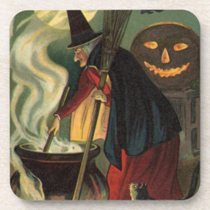 Vintage Halloween-Stirring Magic Cauldron Untersetzer