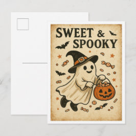 Vintage Halloween süß und gruselig Postkarte