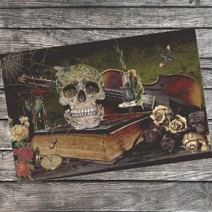 Vintage Halloween-Szene Decoupage Skull Ephemera Seidenpapier