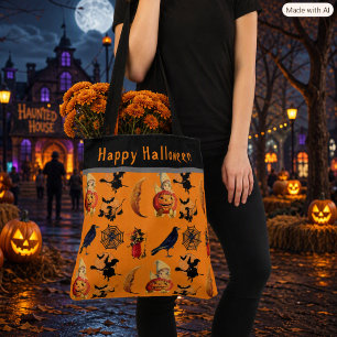 Vintage Halloween-Tasche im Retro-Stil große Trage Tasche