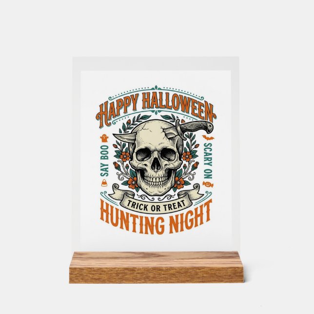 Vintage-Halloween-Totenkopf-Streich-oder-Überrasch Acrylschild (Vorderseite)
