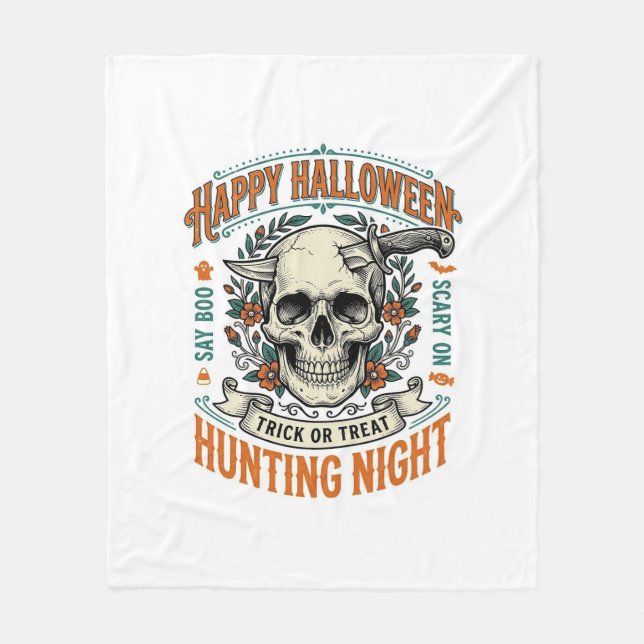 Vintage-Halloween-Totenkopf-Streich-oder-Überrasch Fleecedecke (Vorderseite)