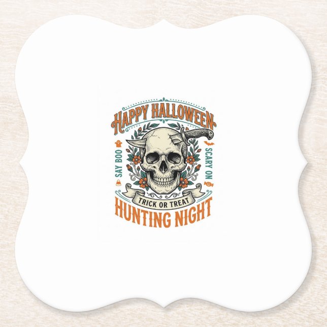 Vintage-Halloween-Totenkopf-Streich-oder-Überrasch Untersetzer (Vorderseite)