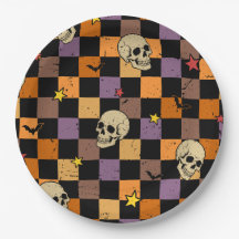 Vintage-Halloween-Totenschädel und Fledermäuse Sch