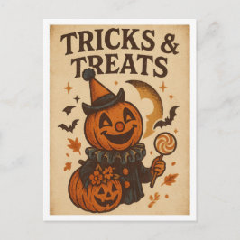 Vintage Halloween Tricks and Treats Postkarte