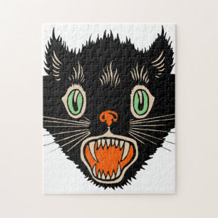 Vintage Halloween verängstigter schwarzer Kater